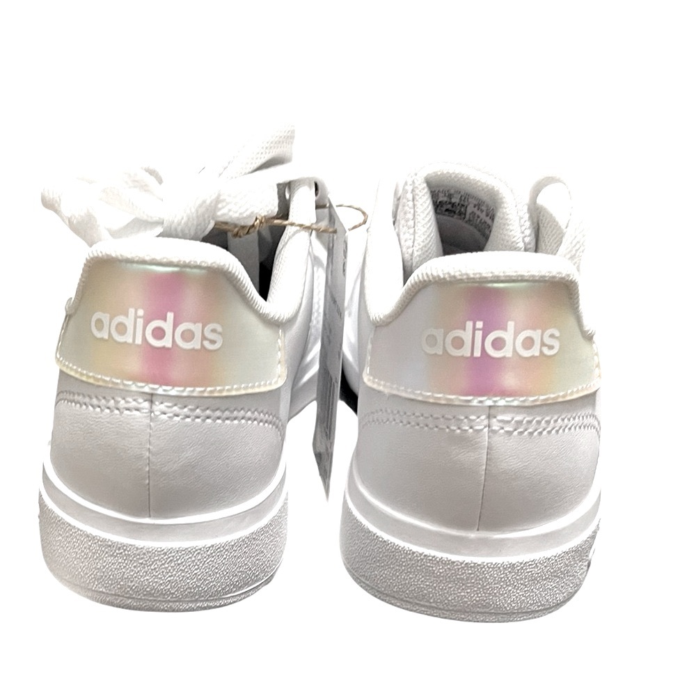 🌟🌟🌼NIB Adidas GRAND COURT 2.0 K. White Shoes with Iridescent Accents - Picture 4 of 12